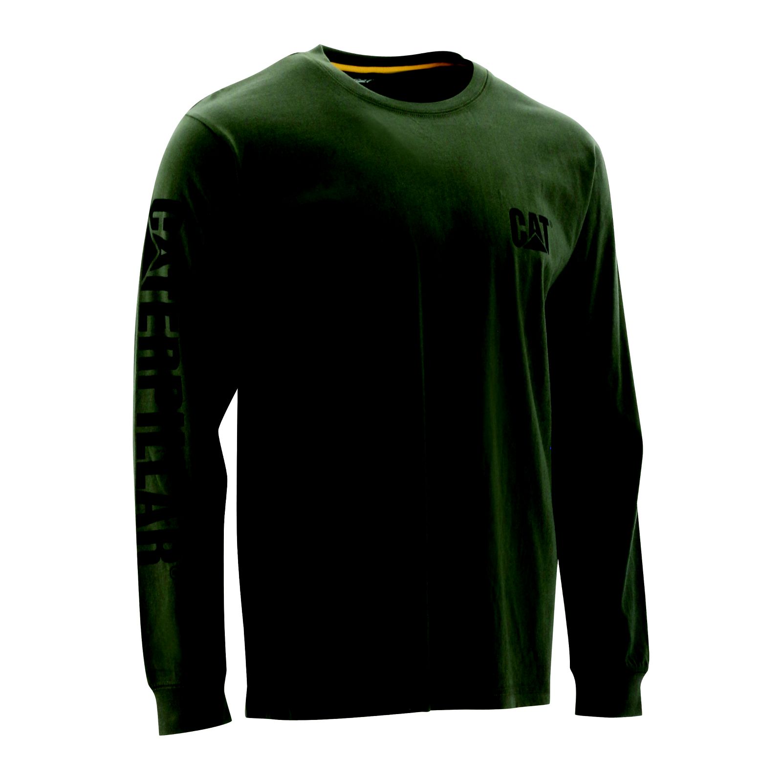 Caterpillar Clothing Online Pakistan - Caterpillar Trademark Banner Long Sleeve Mens T-Shirts Green (987601-VRU)